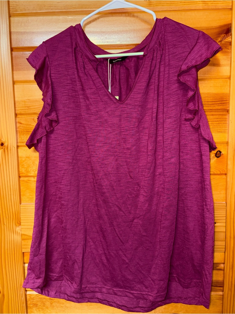 Women’s Flutter Sleeve V-Neck Tank - Plum